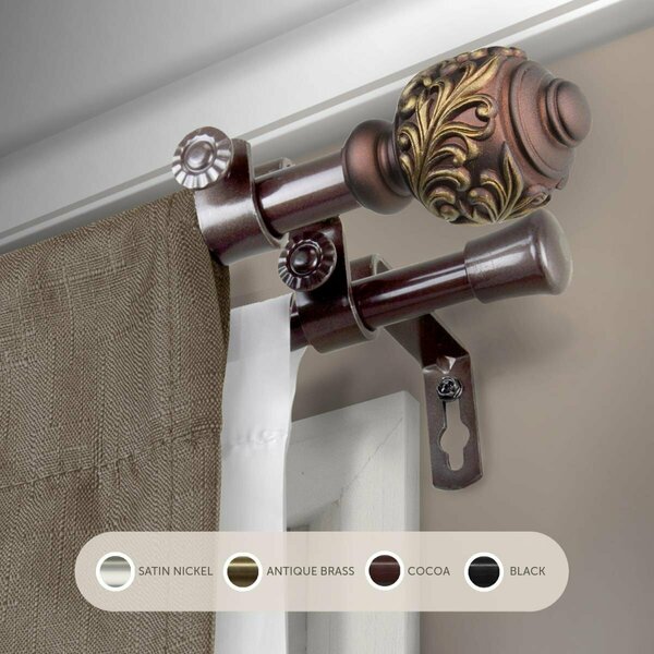 Kd Encimera 0.625 in. Aria Double Curtain Rod with 84 to 120 in. Extension, Cocoa KD3719135